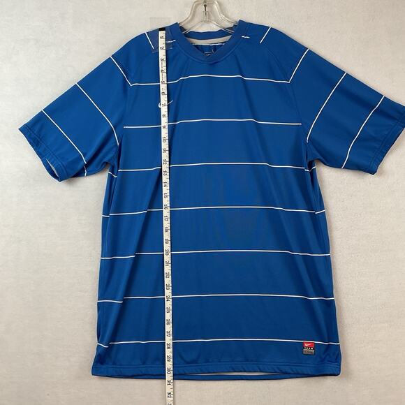 Nike Team Fit Dry Dri Fit Shirt Mens L Blue White Striped Short Sleeve Athletic - Picture 4 of 11